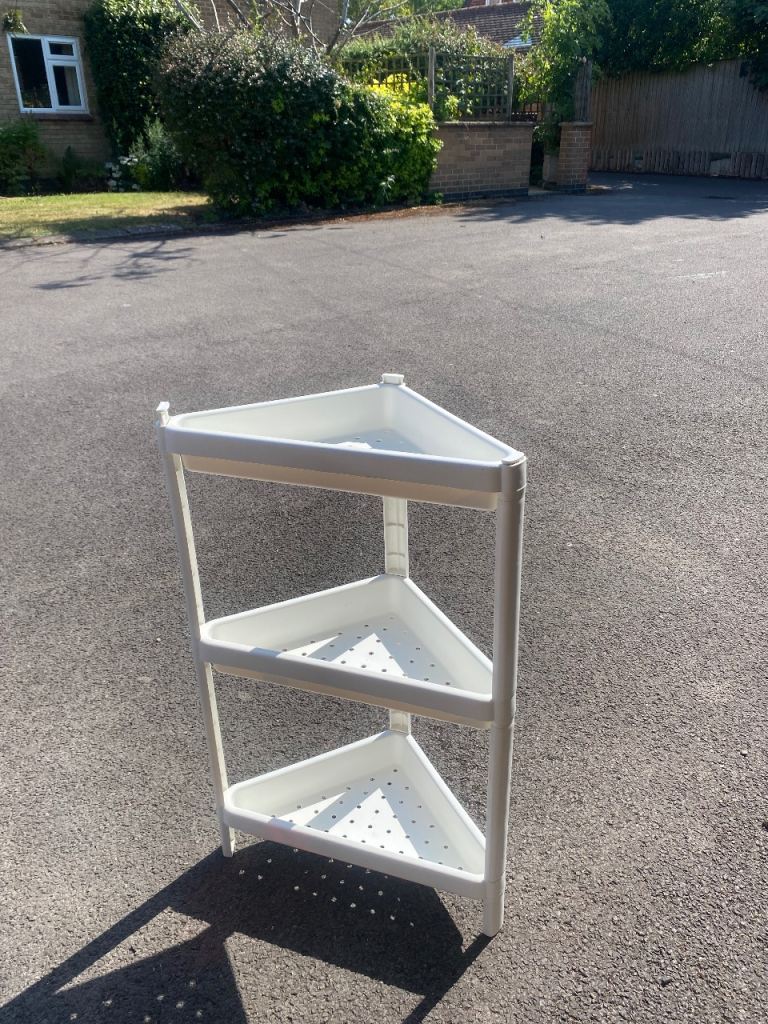 White 3-Tier Corner Shower Shelf - Good Condition