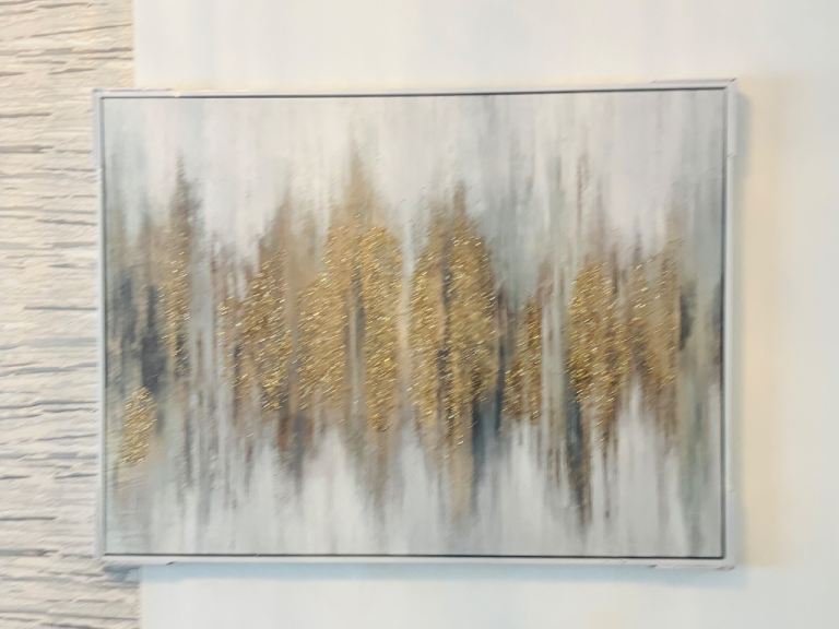 Brand new sealed Beautiful canvas wall art painting glitter printed canvas framed gold  Abstract  