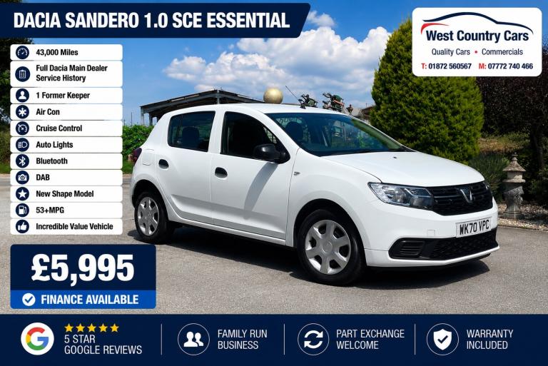2020 Dacia Sandero 1.0 SCe Essential 5dr HATCHBACK Petrol Manual