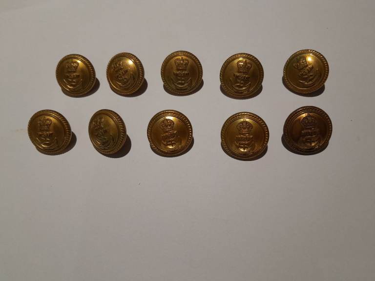 10  Royal Navy Brass Buttons