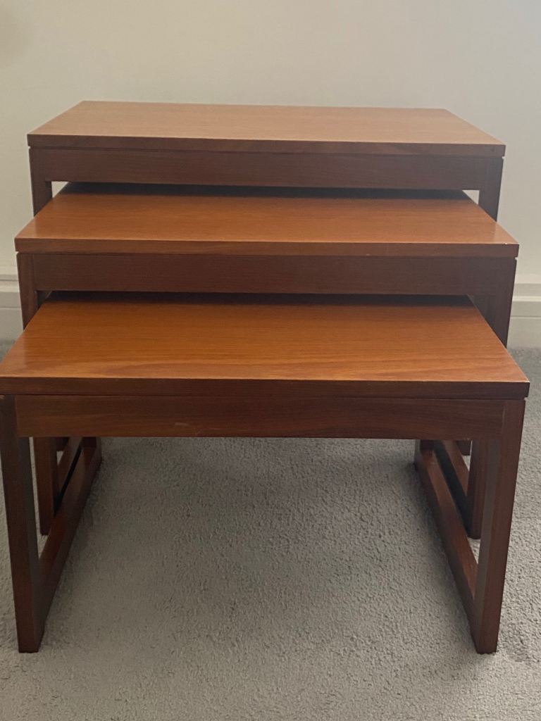 Rare MCM Teak Nest of Tables. Heals Robert Heritage for Archie Shine