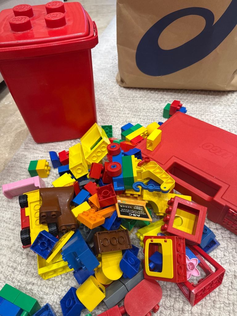 Duplo Lego building blocks and two storage box/cases