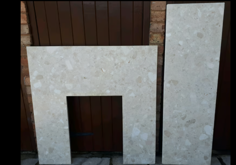 image for Micro Marble Fire Back Panel & Hearth Set