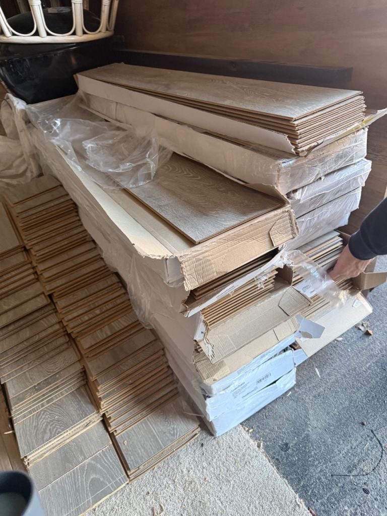 Laminate flooring in a light grey ish wood style , £50.00 for Sale