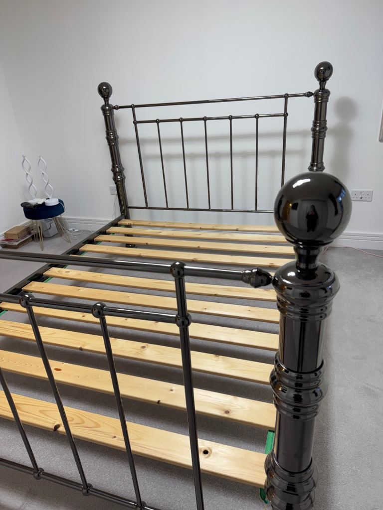 King Size Metal Slatted Bedframe & Mattress (if required). Free for collection today.