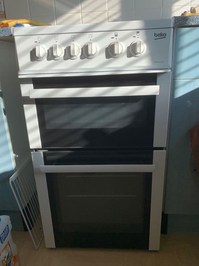 Beko Double Oven Cooker - White, Good Condition