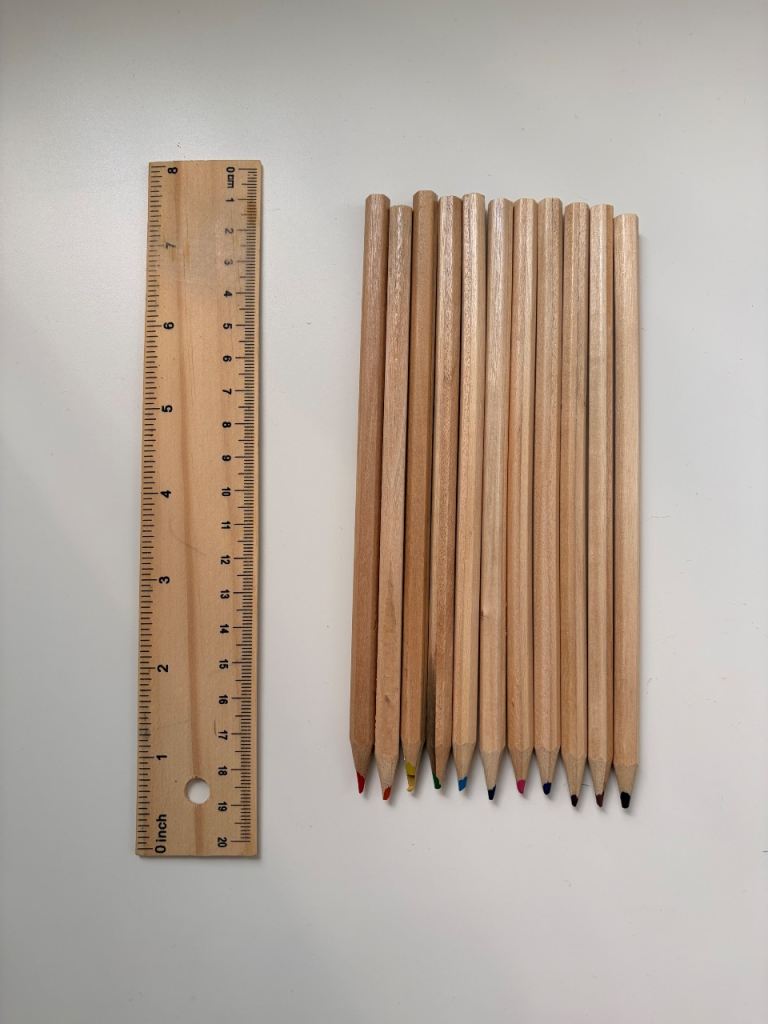 Wooden Ruler and Colouring Pencils Set - Good Condition