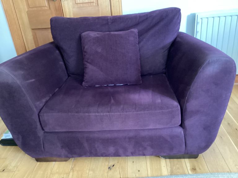 DFS purple ‘cuddle chair’ 