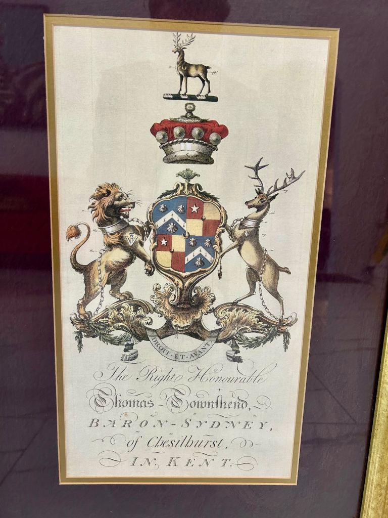 Framed Coat of Arms of Thomas Townshend, 1st Viscount Sydney (Baron Sydney of Chislehurst, Kent)