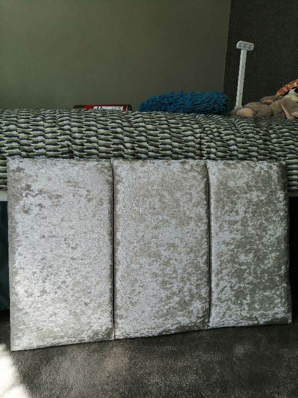 Free grey velvet single headboard