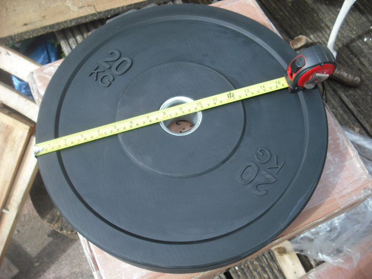 Pair 20kg olympic bumper weight plates round 2x rubber 2" two inch standard