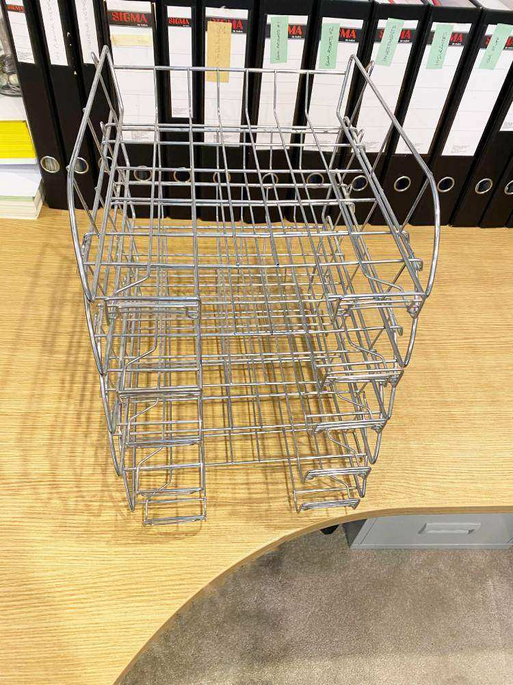 NEW FIVE Chrome Wire Frame Desk Filing Trays 5 Steel Home Office Admin Paperwork In Tray RRP £49.95