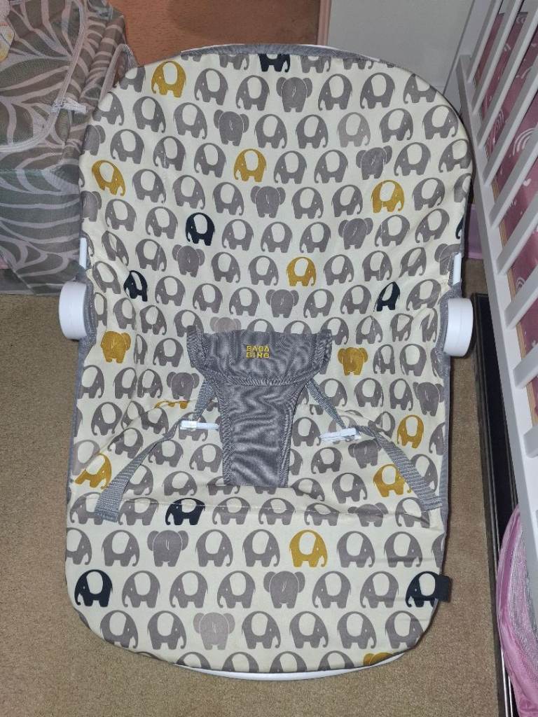 BabaBing Baby Bouncer Seat - Elephant Print, Good Condition