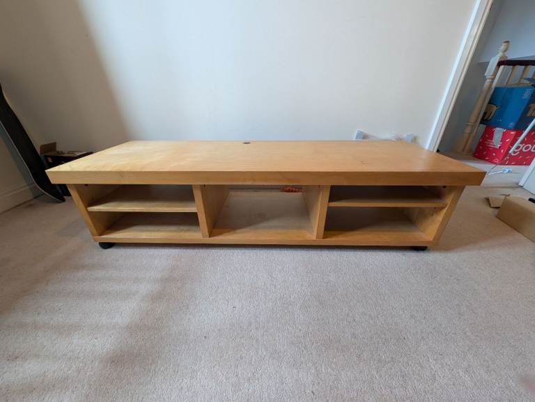 Large Solid Wood TV Stand on Wheels