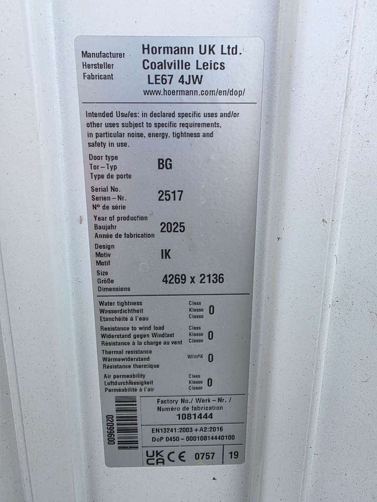 Horman 2101 Ilkley Double garage Steel Up & Over Door 4267 x 2134mm 14'0" x 7'0"