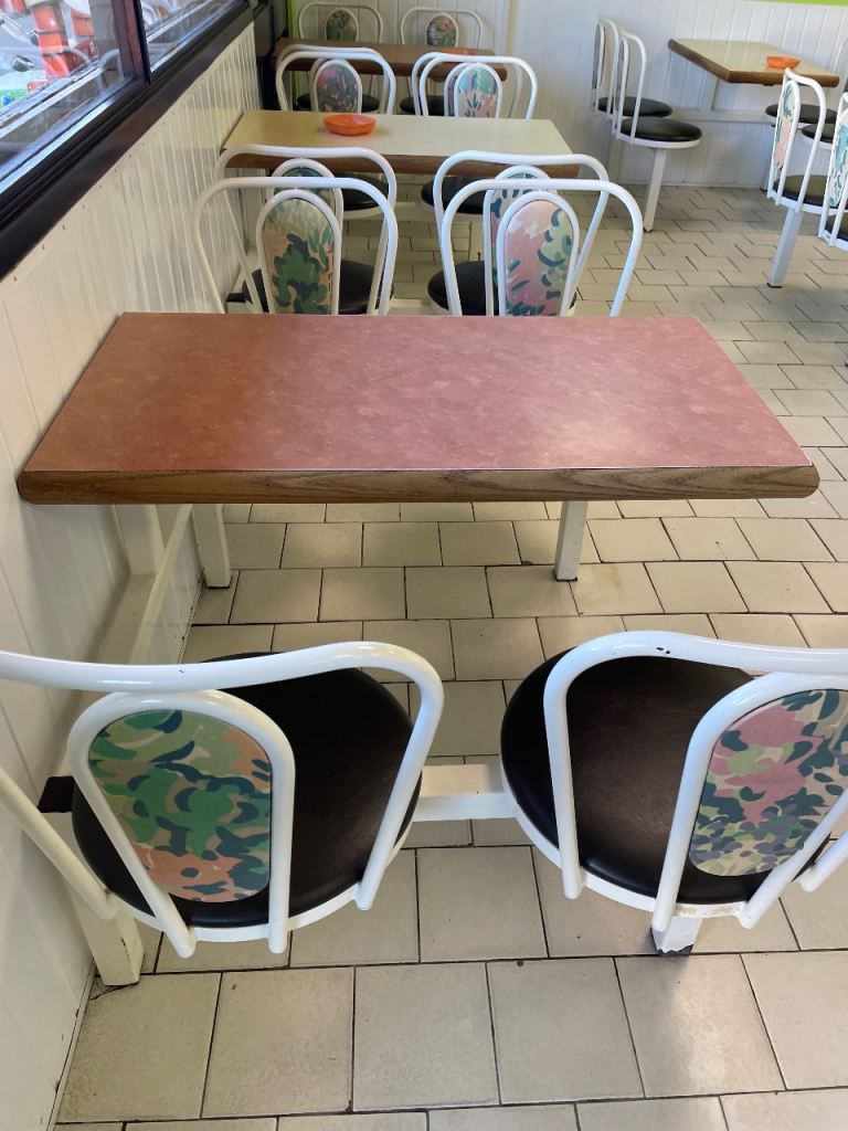 Fixed tables and chairs 