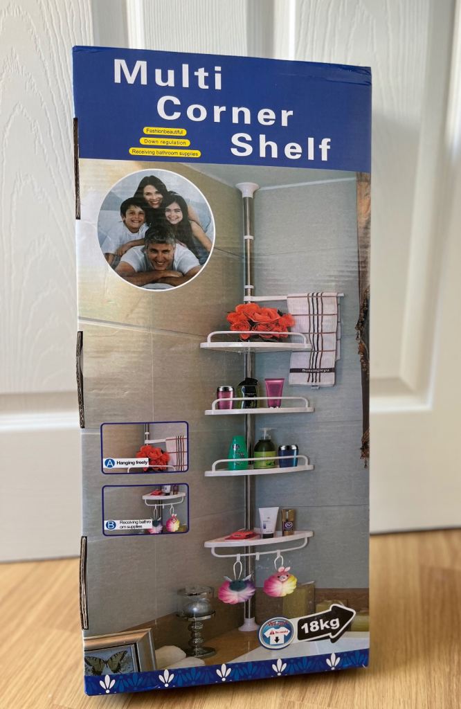 Shower Caddy 4-Tier Corner, No-Drill Tension Rod & Towel Bar