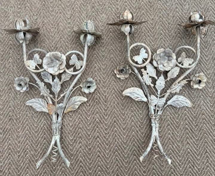 Pair of French Vintage Candle Wall Sconces