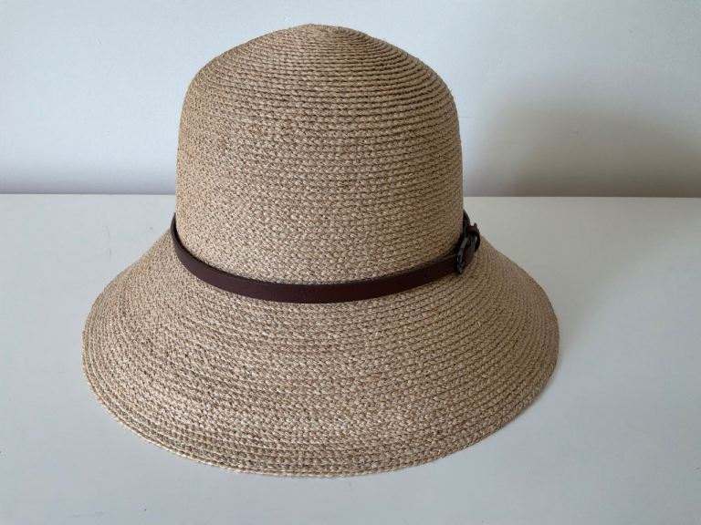Stylish Sun Hat with Leather Trim. Unworn. Excellent condition