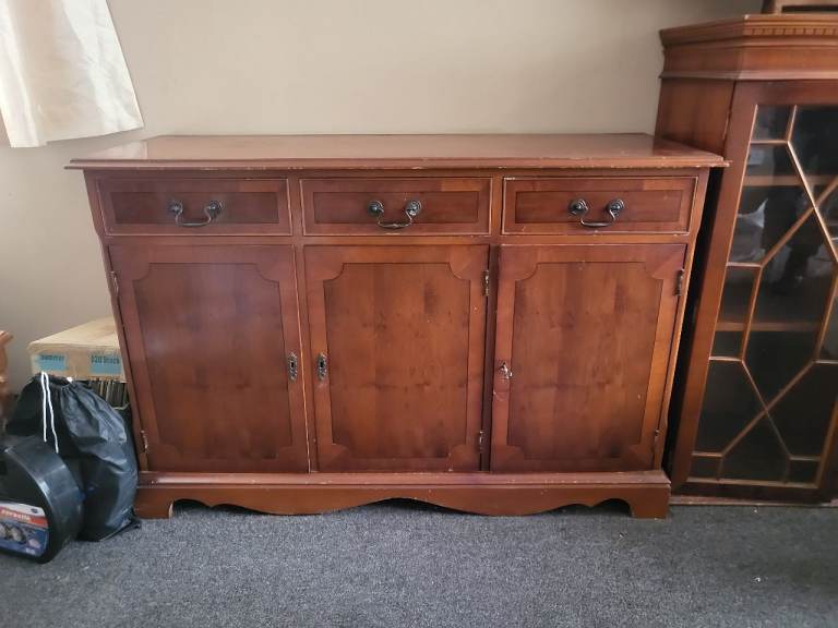 Solid Wood Sideboard / Display Cabinet – Good Condition