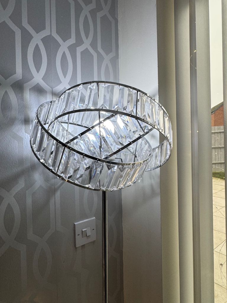 Crystal and chrome floor lamp
