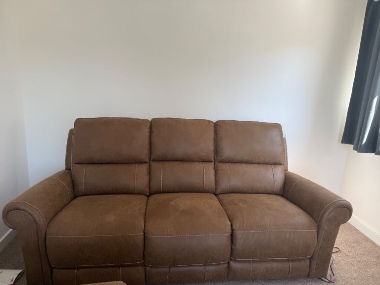 Tan Recliner Sofa Set - 3 Seater and 2 Seater, Good Condition