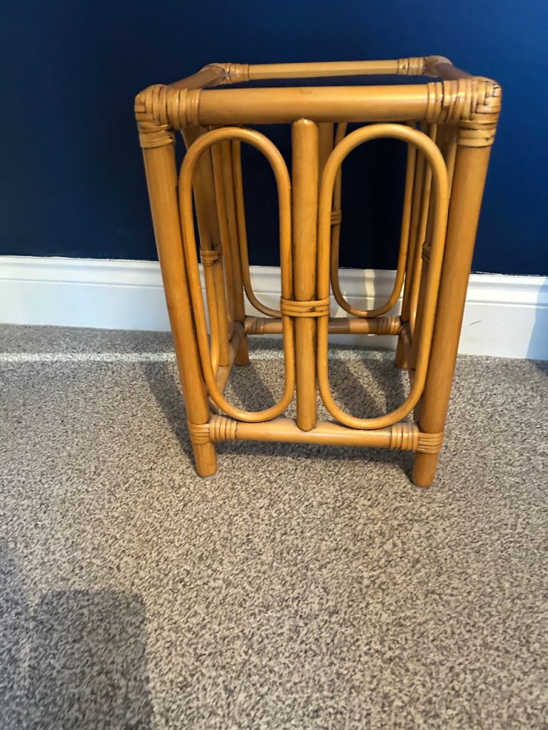 Retro bamboo and glass side table 