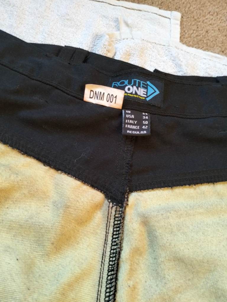 Route One DNM001 Mens Motorcycle Cargo Jeans Armoured Black Kevlar 34" Reg 31" Leg