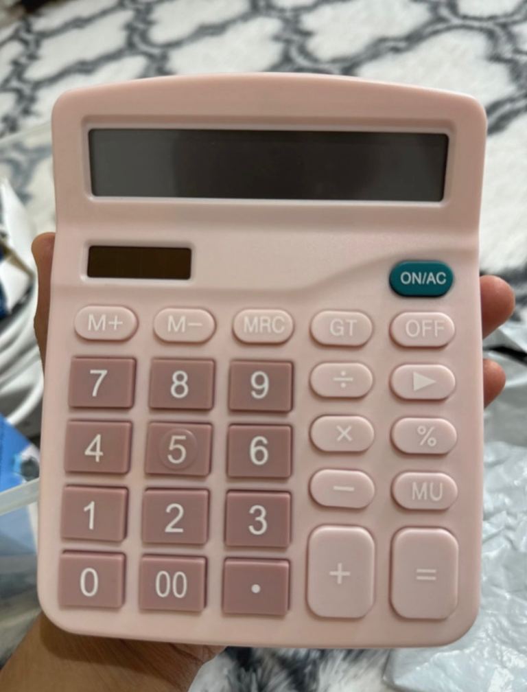 Pink Working Digital Calculator Ergonomic Angle design and Antislip rubber pads