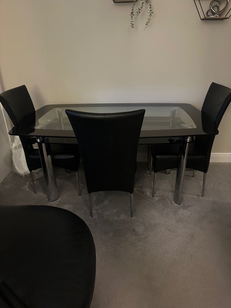 Glass dining table and chairs 
