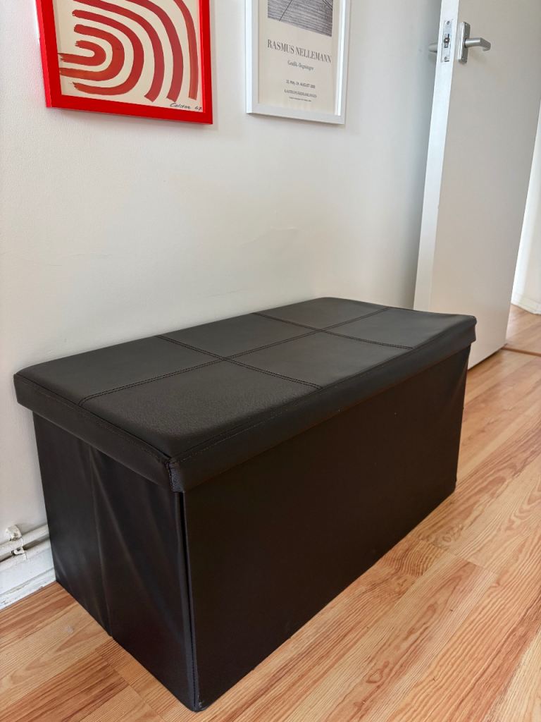 Argos Home Ashton Large Faux Leather Stitched Ottoman - Brown