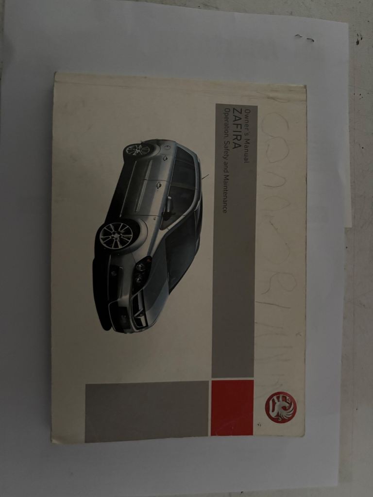 Vauxhall Zafira owners book.