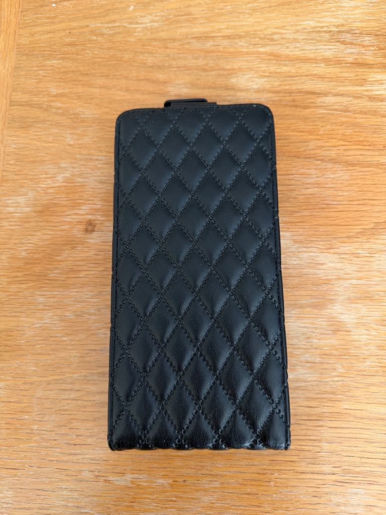 Black Quilted Faux Leather Phone Case with Card Slots