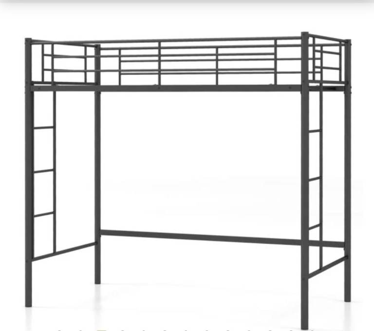 Black metal high sleeper bunk. 