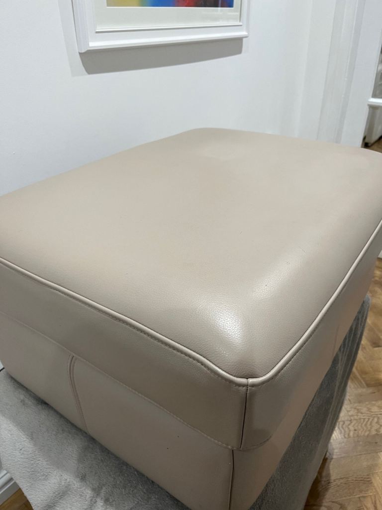 image for Beige Leather Foot Stool 