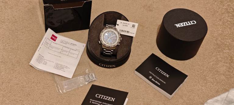 CITIZEN WATCH NAVIHAWK A.T. RADIO CONTROLED PRISTINE BOXED STUNNING 