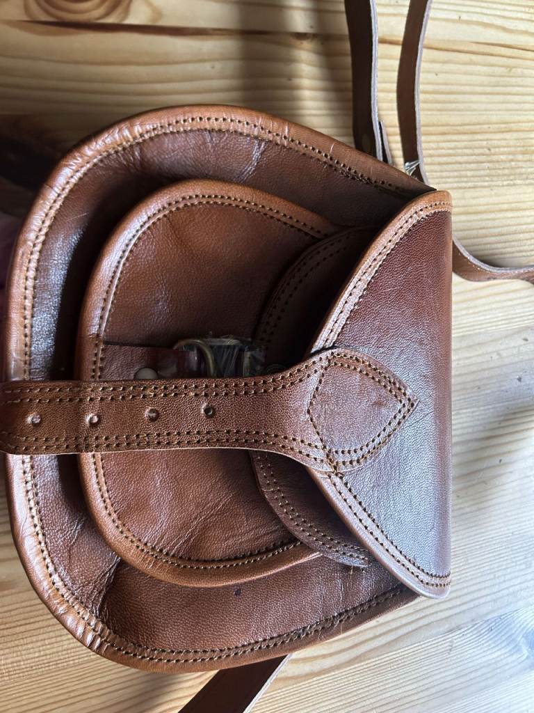 New Leather tan colour saddle bag with long adjustable strap