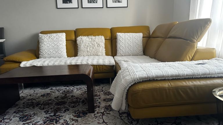 Leather DFS L shape sofa