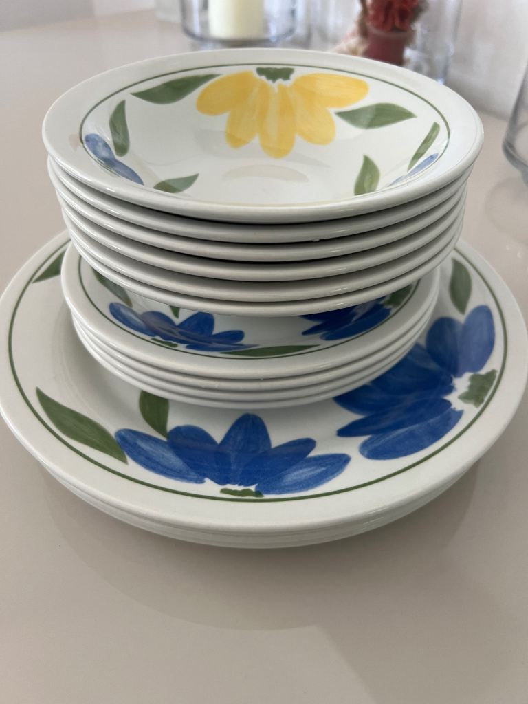 Floral Staffordshire Pottery Tableware Set – 14 Pieces