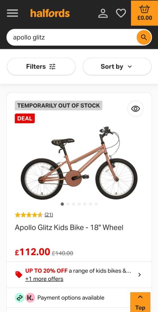Apollo Glitz Kids Bike - 18" Wheel