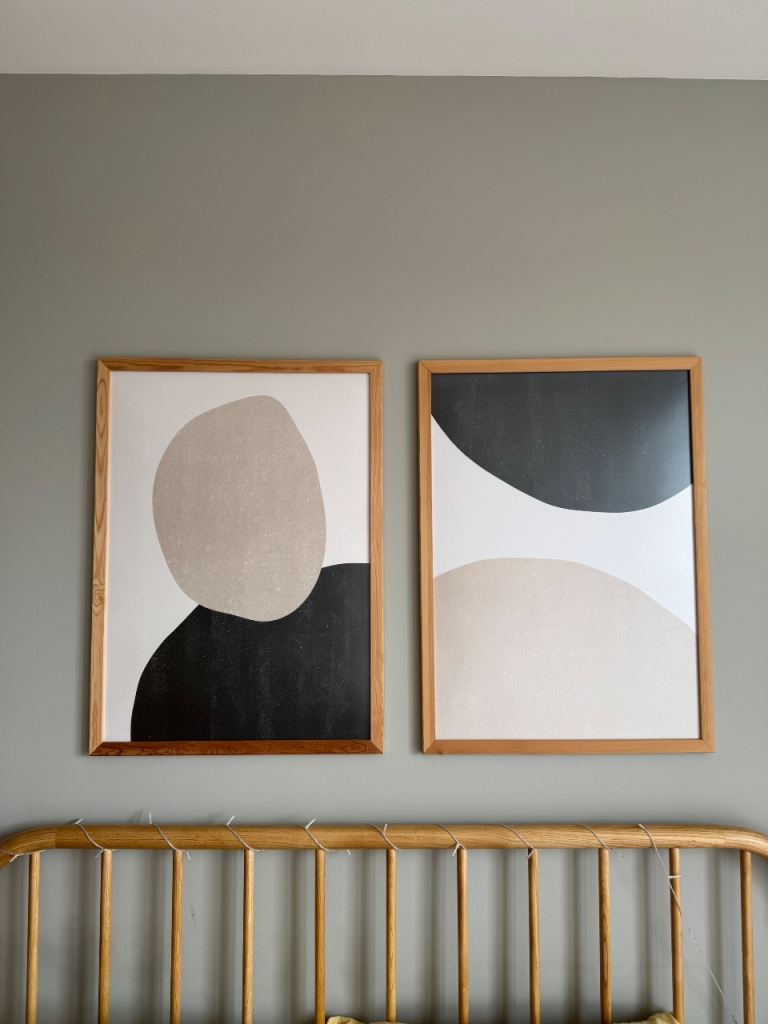 Abstract Shapes Wall Art Print with Wood Frames- 2pcs