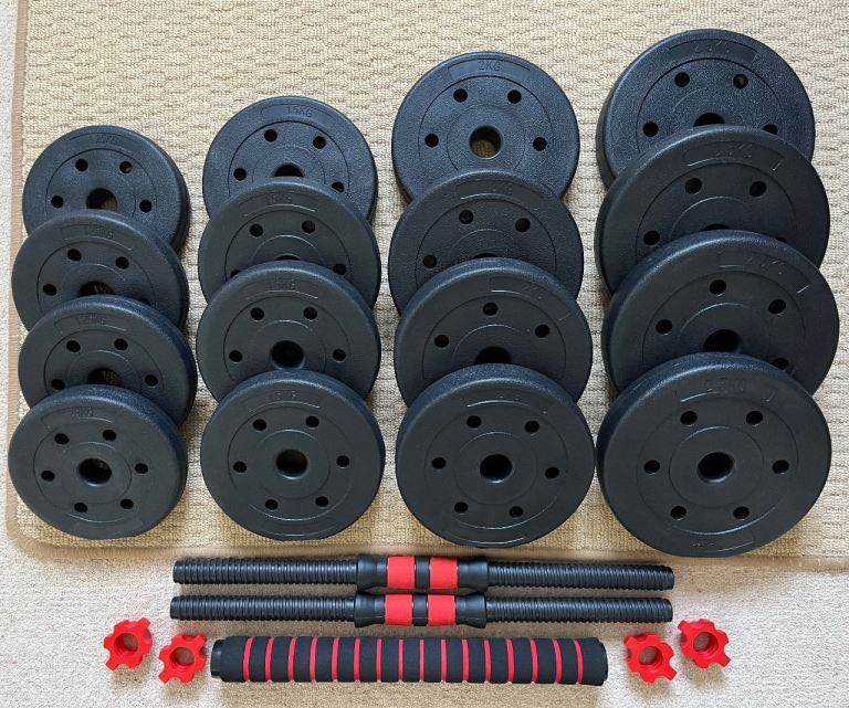 Adjustable dumbbell and barbell set