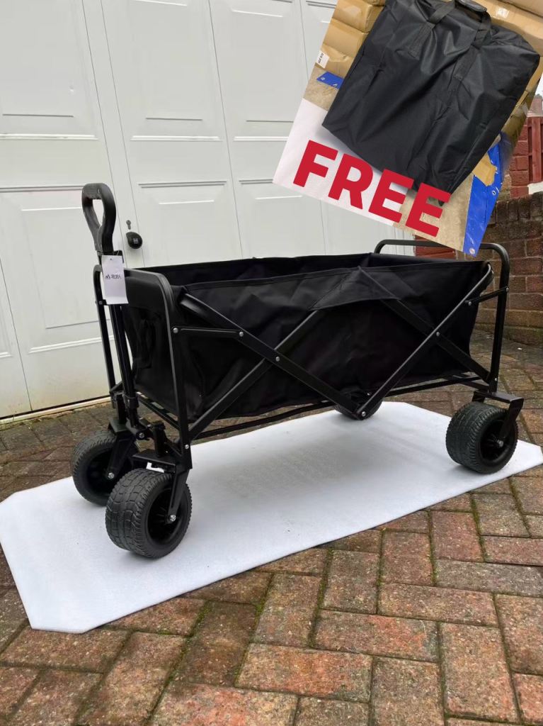 Luxury Heavy Duty Large Foldable Cart Trolley Wagon Festival Beach Carboot Camping Pets