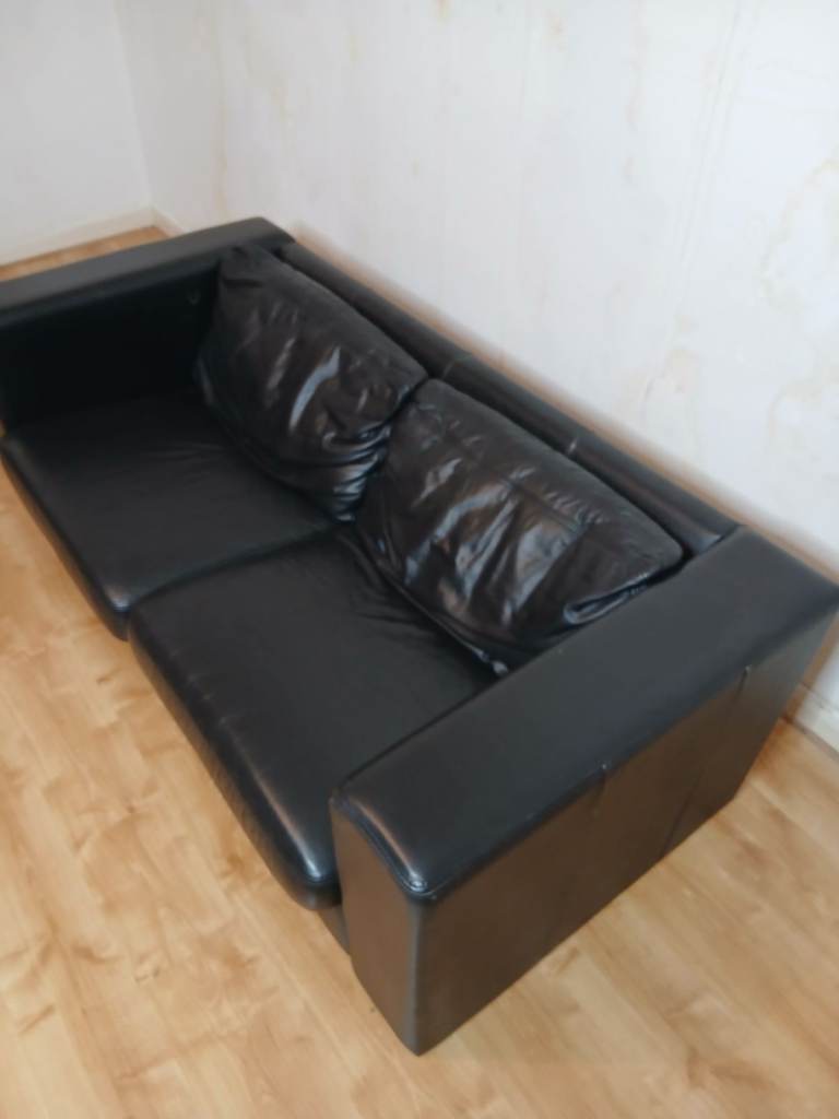 Leather Sofa From John Lewis Black Real Genuine Leather Modern Minimal