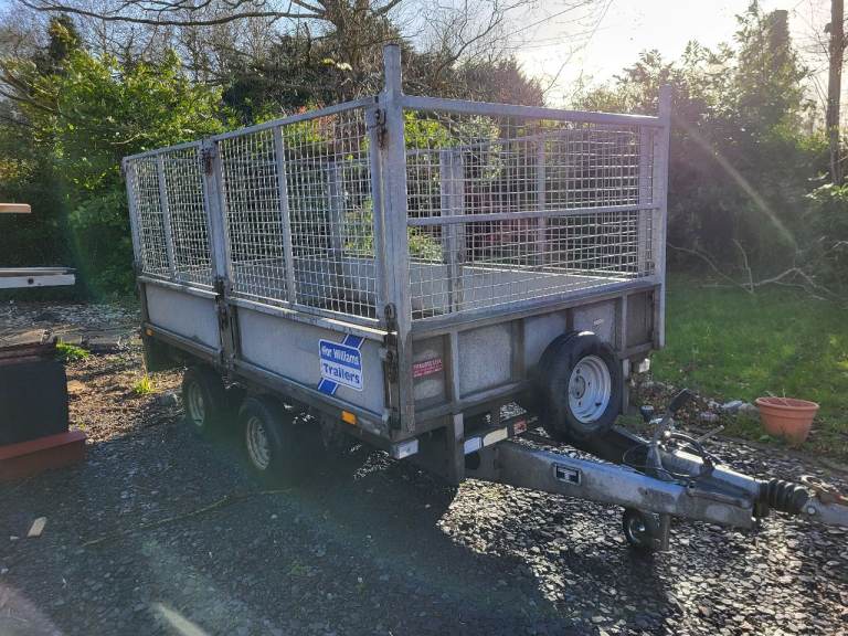 Ifor Williams Trailer flat bed, drop side, removable cage, ramps, LT105G 10ft x 5ft 2tonne