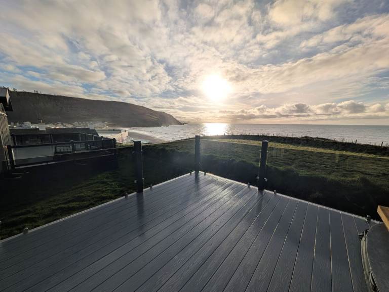 Lodge with a sea view at Aber Bay Holiday Park (SY23 3DT)