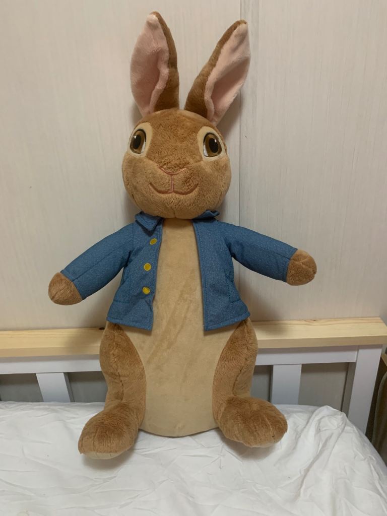 Large Peter Rabbit Plush Toy – Brown Fabric, Good Condition