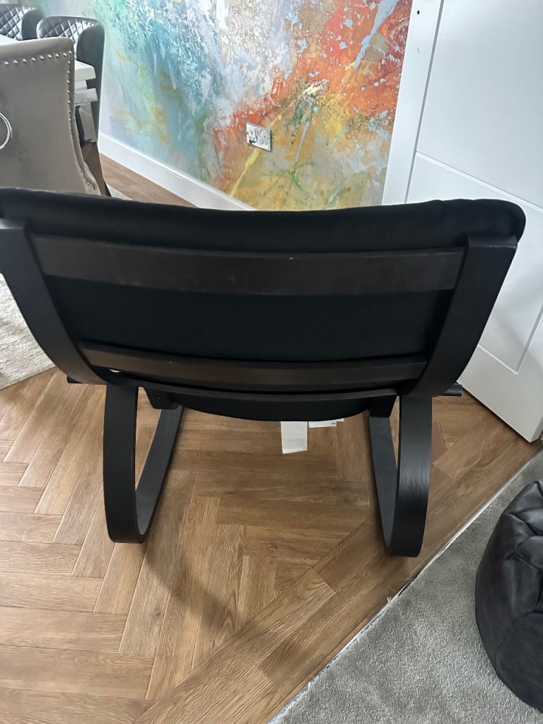 IKEA poang Black Wooden Armchair with Fabric Cushion – Good Condition ...