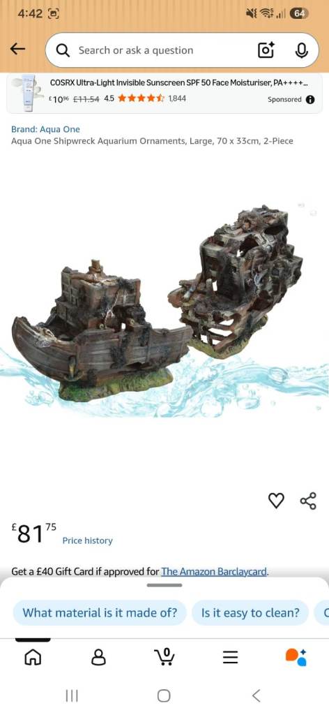 Fish tank shipwreck