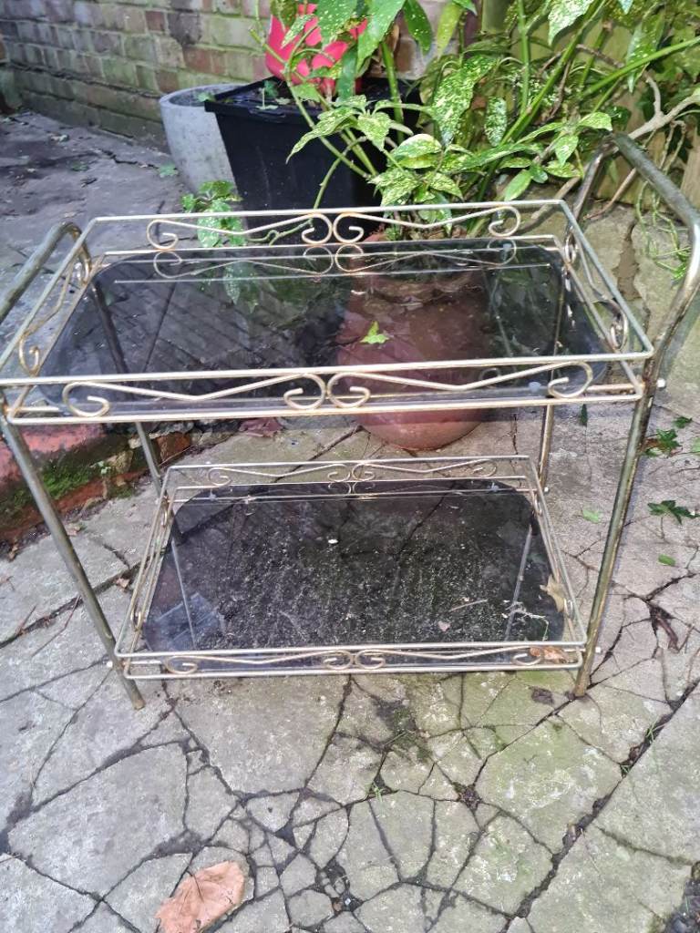 Vintage 1970s  Heavy Solid Serving Trolly 
